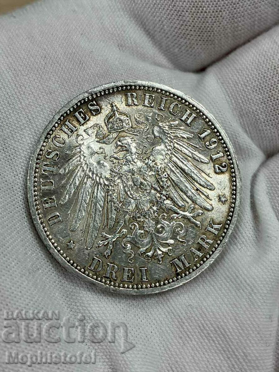 3 марки 1912 г, Германия / Прусия - сребърна монета