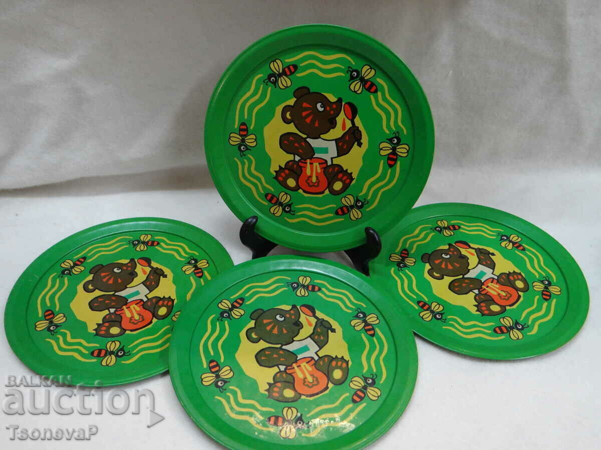 Russian metal saucers with children's motifs