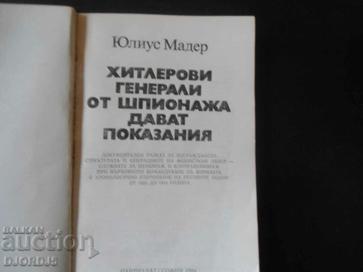 Auction Hitler's espionage generals testify Auction Hitler's espionage generals testify