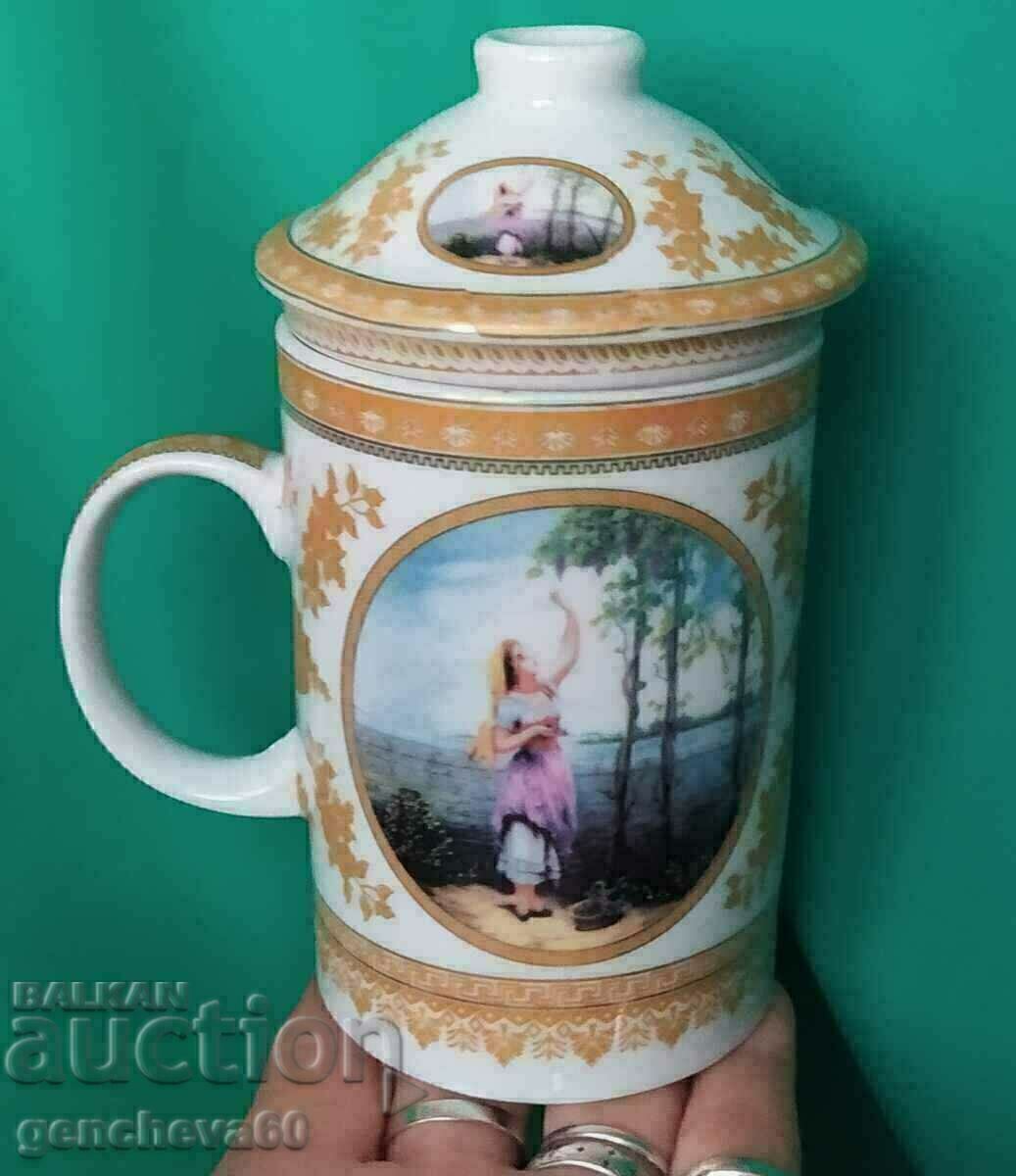 Designer tea cup in 3 parts, porcelain, marking - 7 Designer tea cup in 3 parts, porcelain, marking - 7