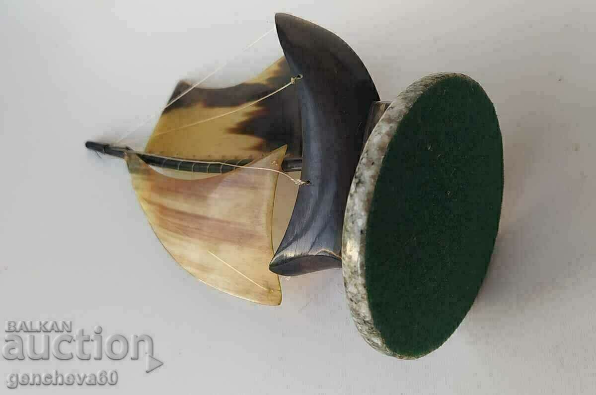 Retro souvenir "Sailboat" handmade from horn - 6 Retro souvenir "Sailboat" handmade from horn - 6