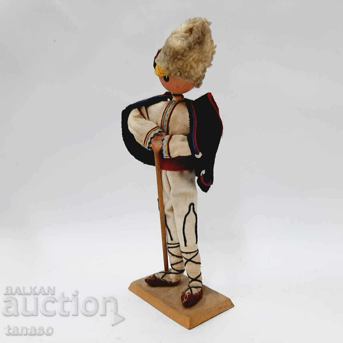 Παλιά ξύλινη, έθνικ, οικιακή κούκλα, βοσκός (9.1) - 5