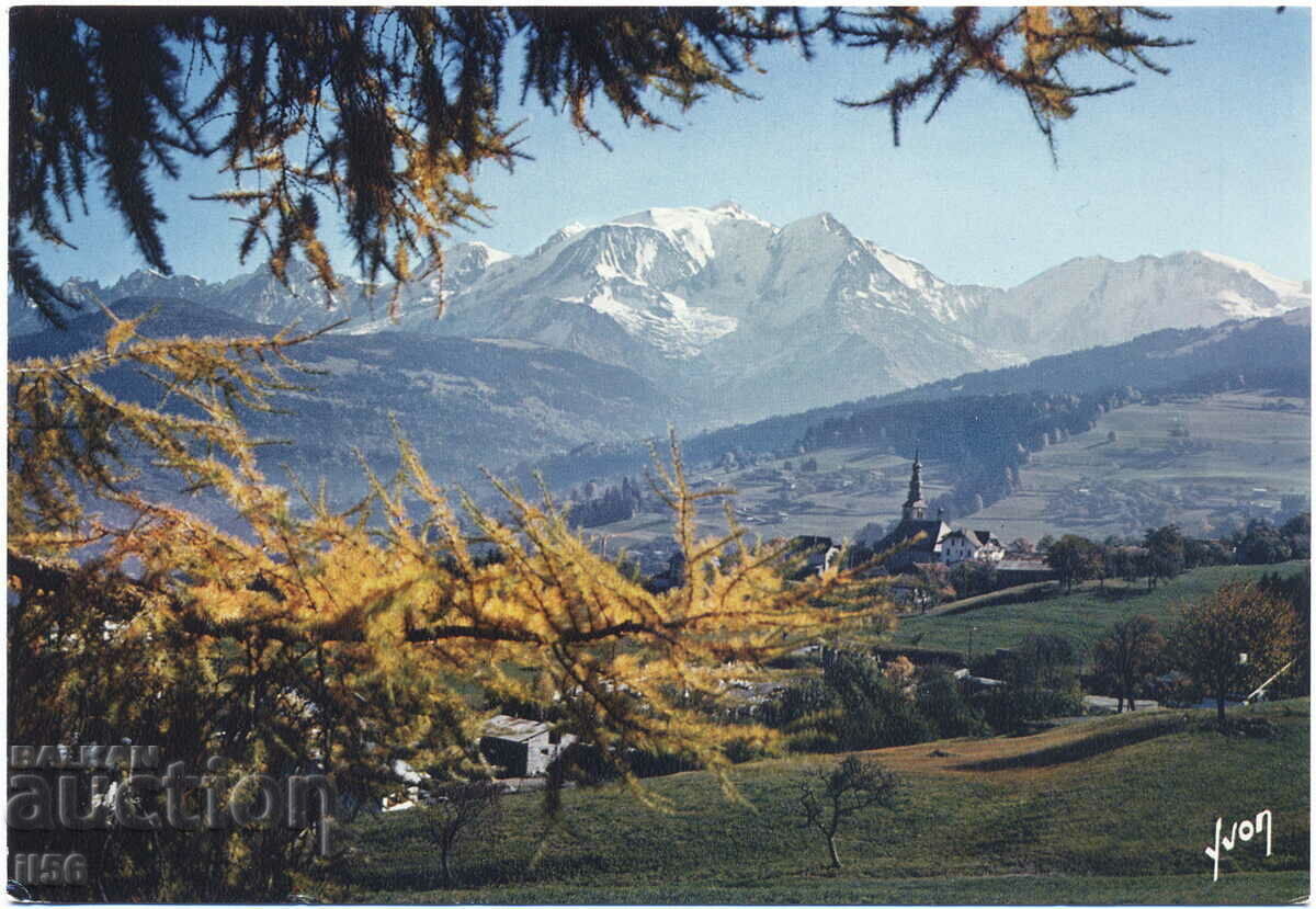 France - Savoie - Combloux - panorama with Mont Blanc - 1984