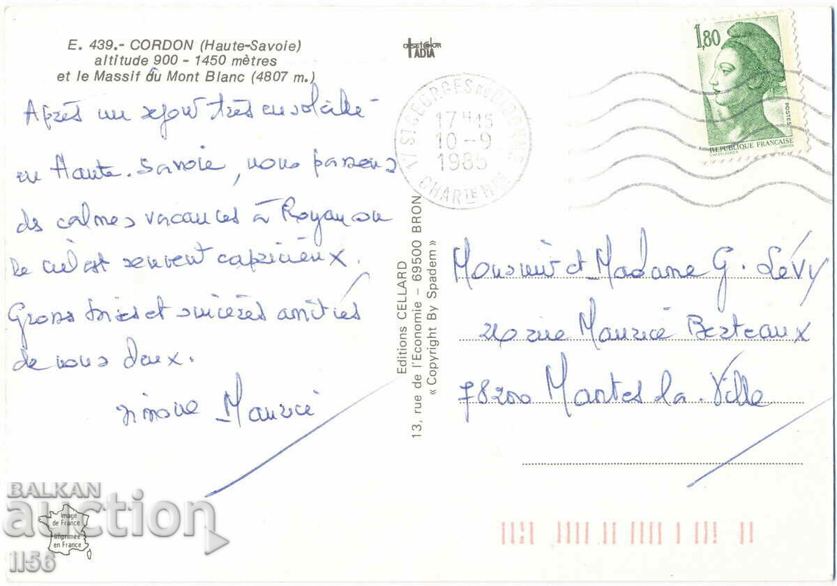 Franta - G. Savoy - Cordon - Mont Blanc - mix - 1985 cu preț 1.20 BGN | € 0.61