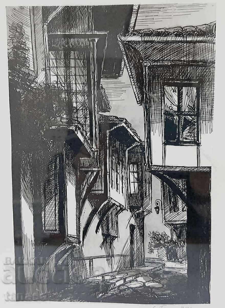 Emil Belev - Ink Graphics - Old Sozopol (14.3) with price € 95.00 | 185.80 BGN