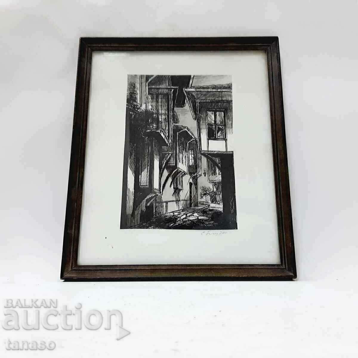 Auction  Emil Belev - Ink Graphics - Old Sozopol (14.3)