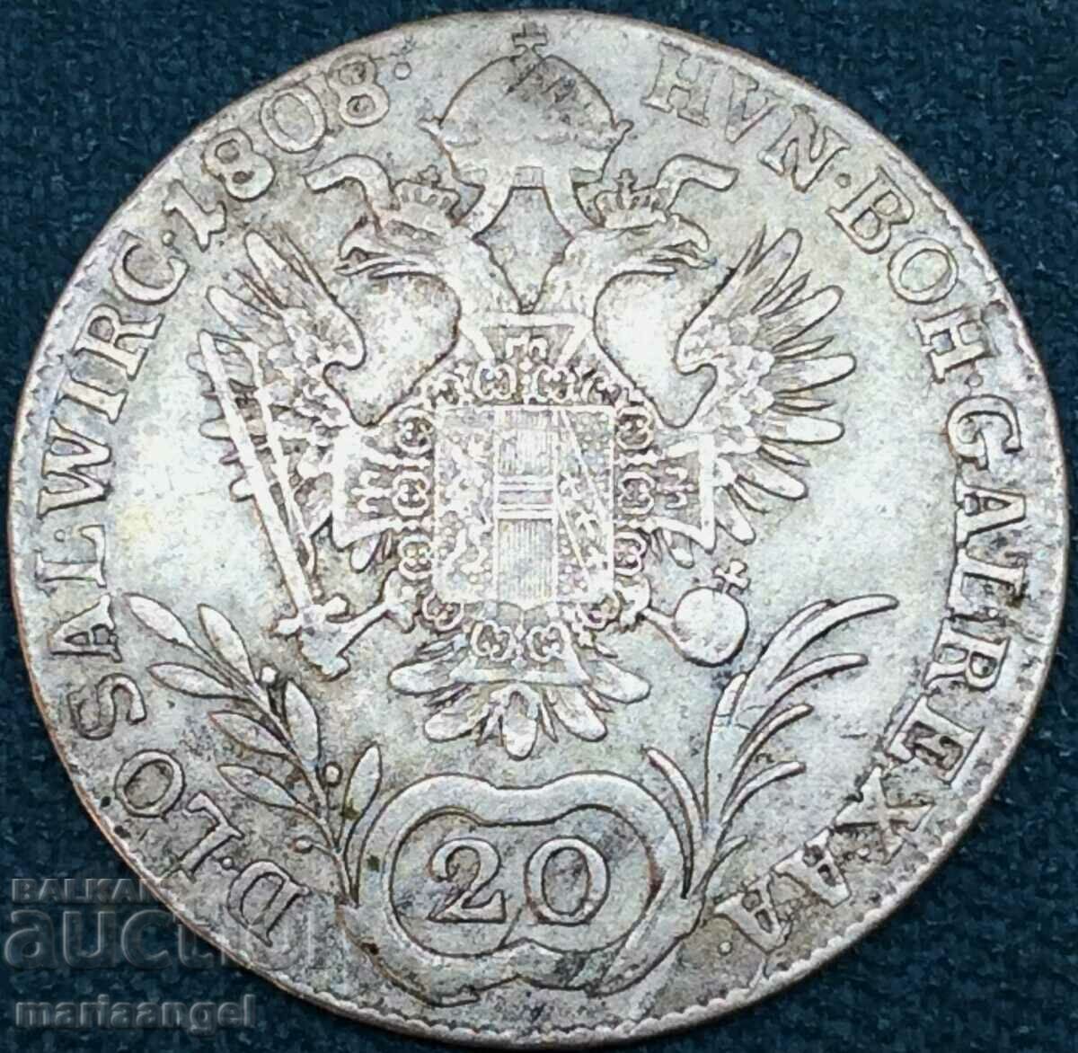 20 kreutzers 1808 A - Viena Austria argint