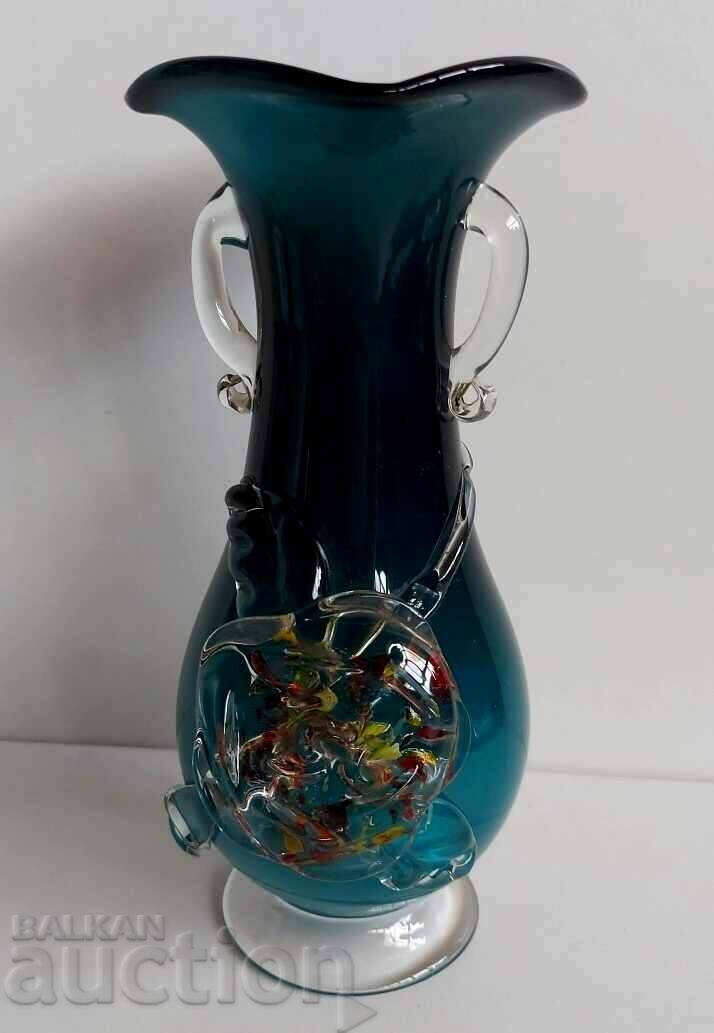 OLD BEAUTIFUL MURANO TYPE SMOKE GLASS VASE