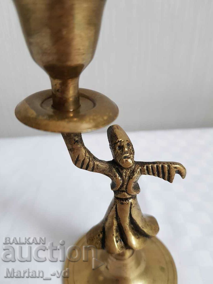 Bronze candlestick with dervish - 6 Bronze candlestick with dervish - 6