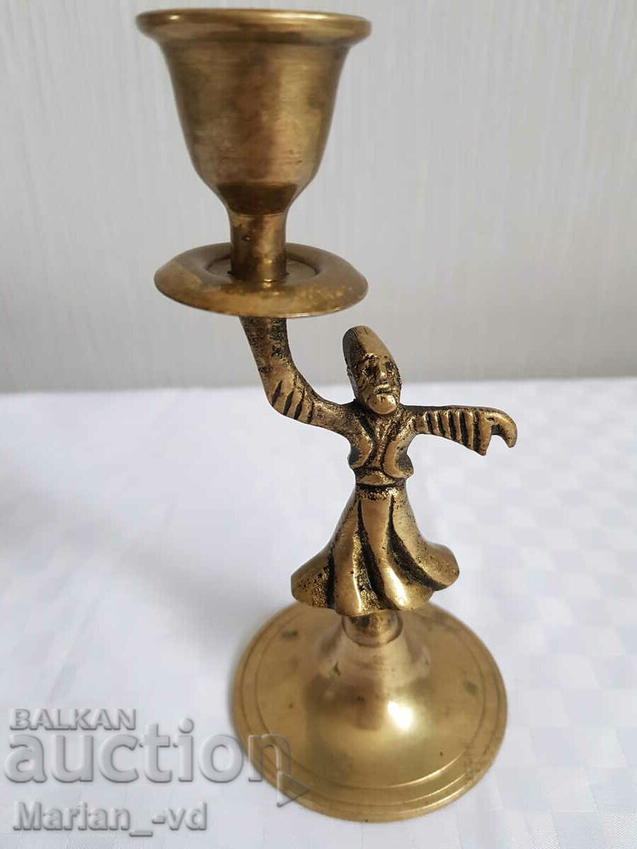 Bronze candlestick with dervish - 7 Bronze candlestick with dervish - 7