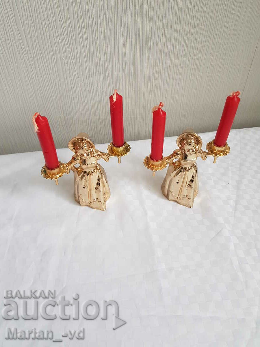 Two new Italian metal candlesticks with a girl with price 50.00 BGN | € 25.56 Two new Italian metal candlesticks with a girl with price 50.00 BGN | € 25.56