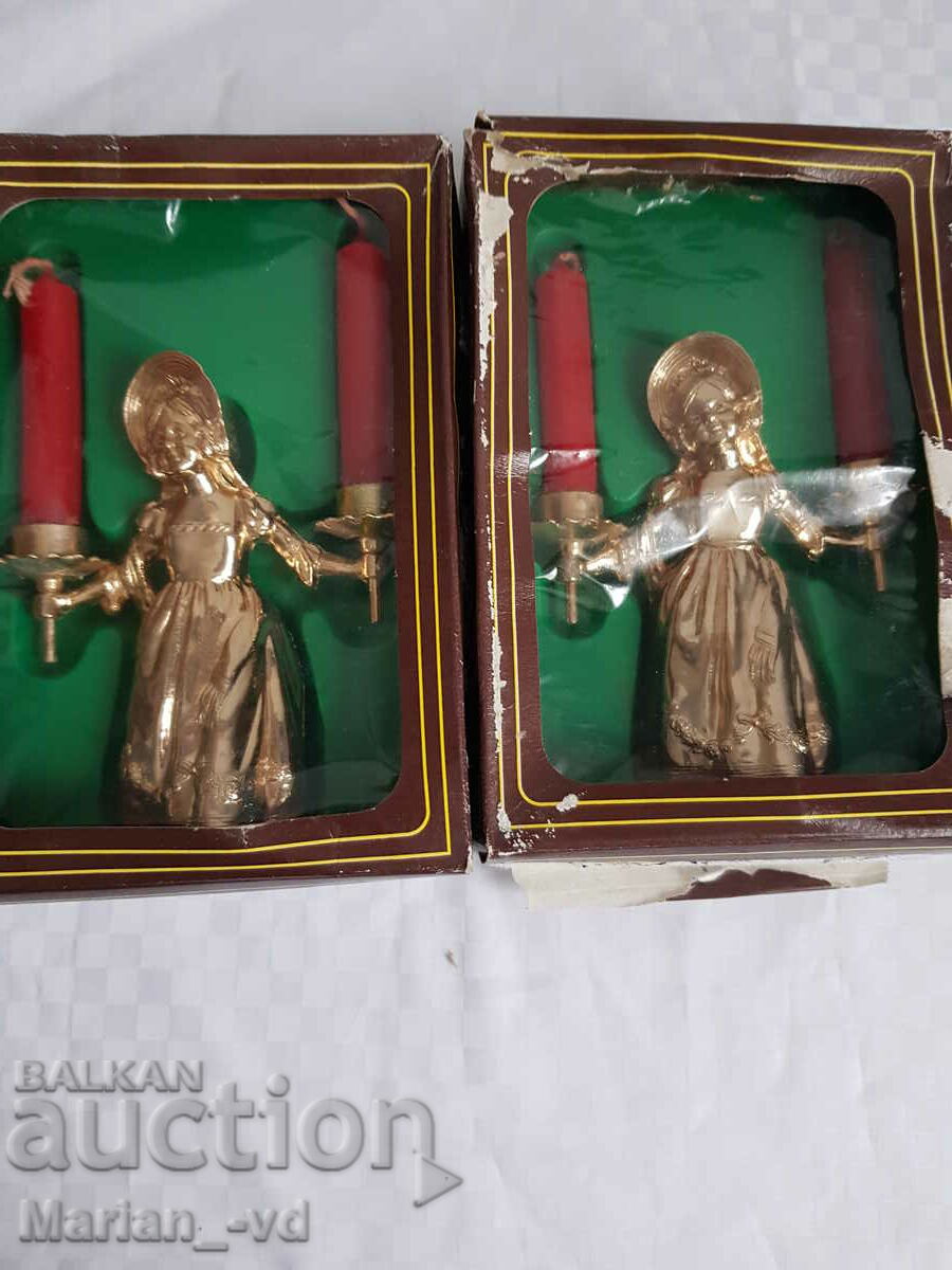 Two new Italian metal candlesticks with a girl - 6 Two new Italian metal candlesticks with a girl - 6
