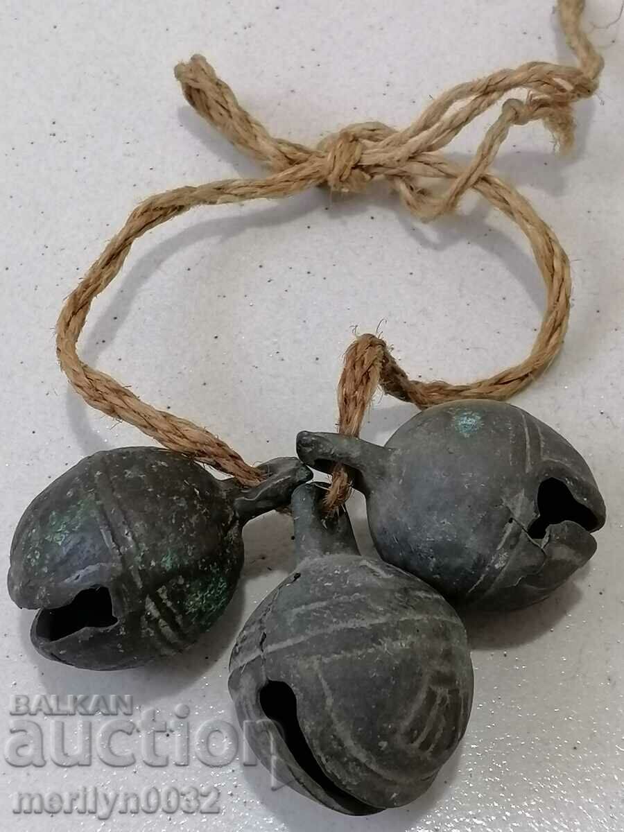Bronze bells for horse harness type "nut" 3 pieces - 5