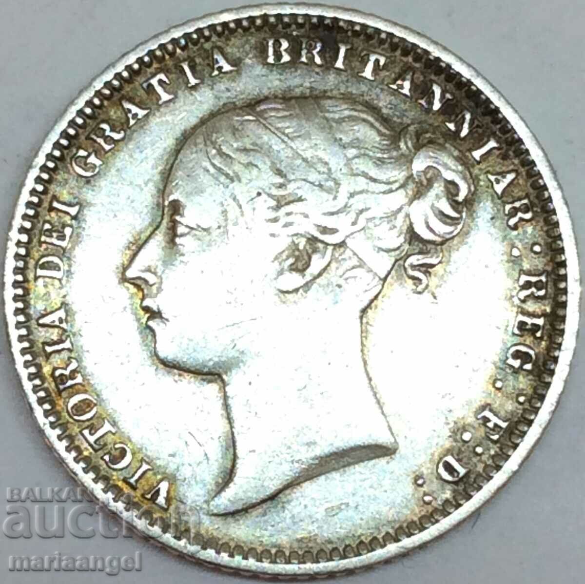 Great Britain 6 Pence 1874 Young Victoria Silver Patina