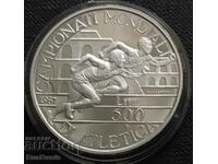 Italia.500 de lire sterline 1987.Campionate mondiale la atletism.UNC.Silver
