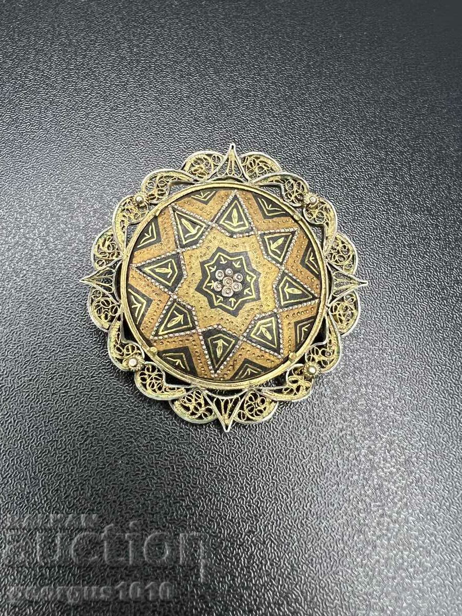 Silver brooch with gilding #4893