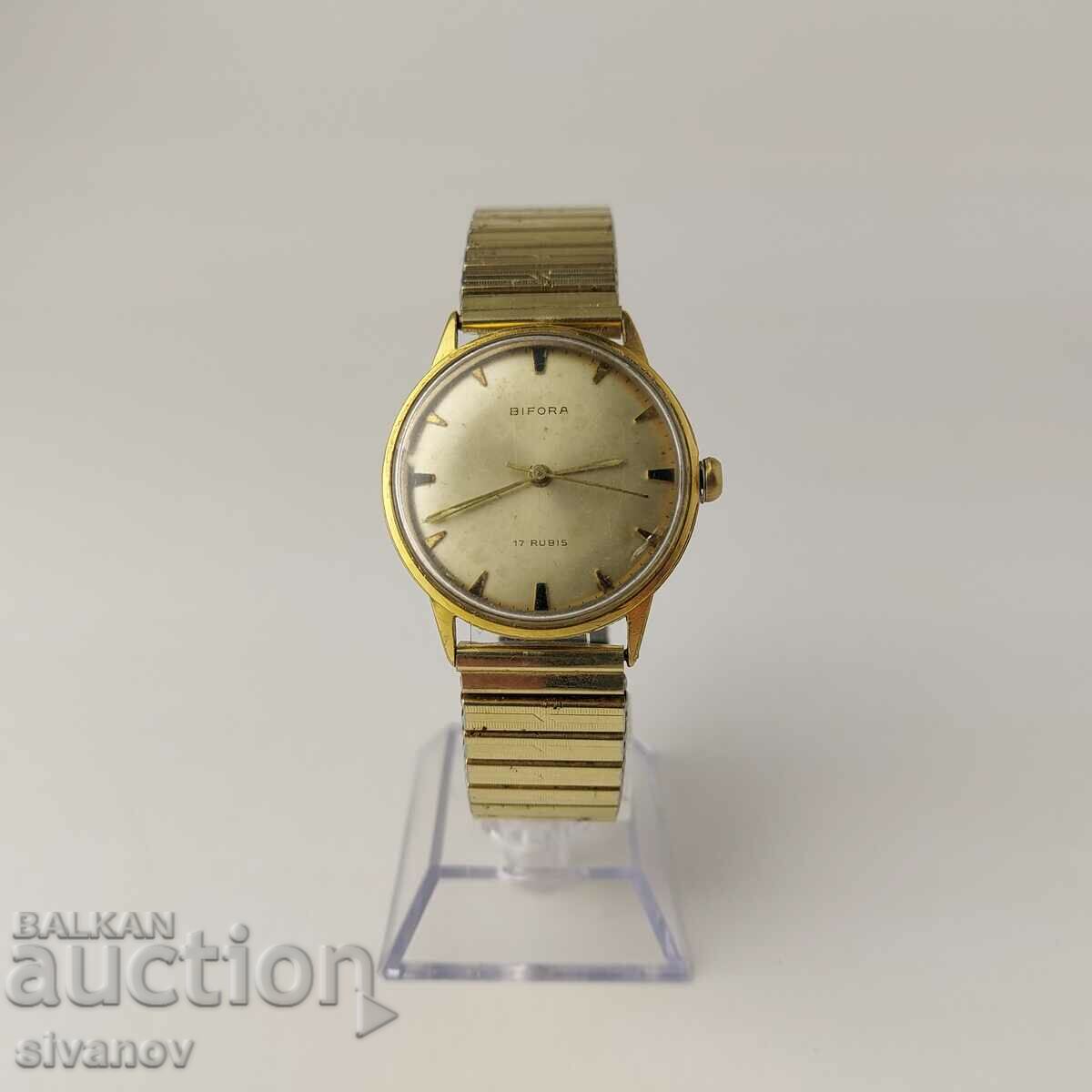 BIFORA 17 Rubis Gold Plated Working Men's Wrist Watch #5454 with price 49.99 BGN | € 25.56 BIFORA 17 Rubis Gold Plated Working Men's Wrist Watch #5454 with price 49.99 BGN | € 25.56
