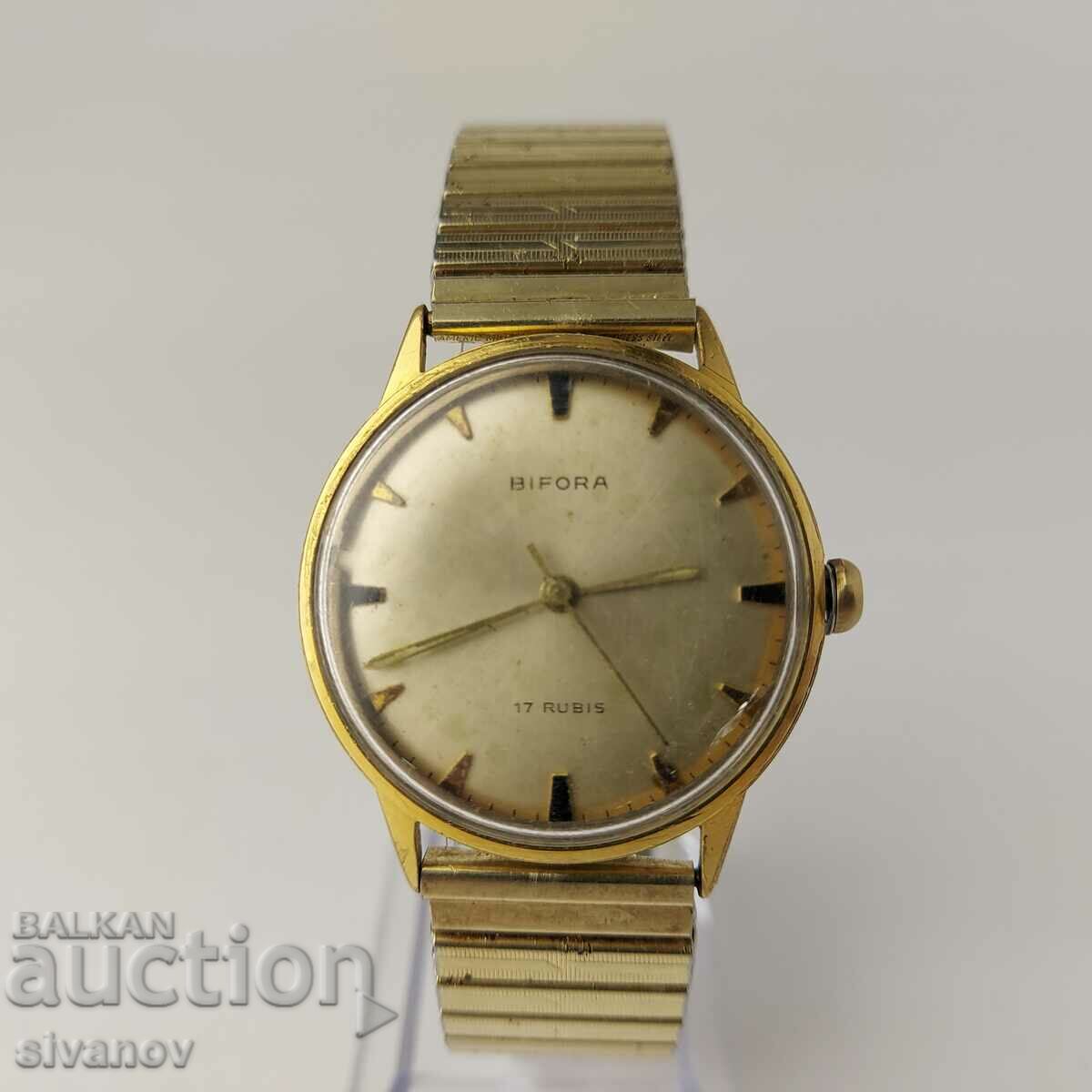 BIFORA 17 Rubis Gold Plated Working Men's Wrist Watch #5454