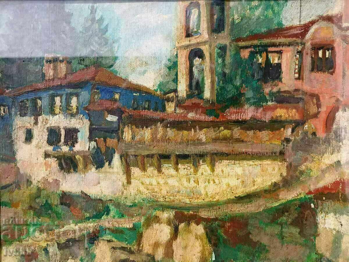 GENCHO PULEV BULGARIAN OIL PAINTING - KOPRIVSHTICA with price 500.00 BGN | € 255.65