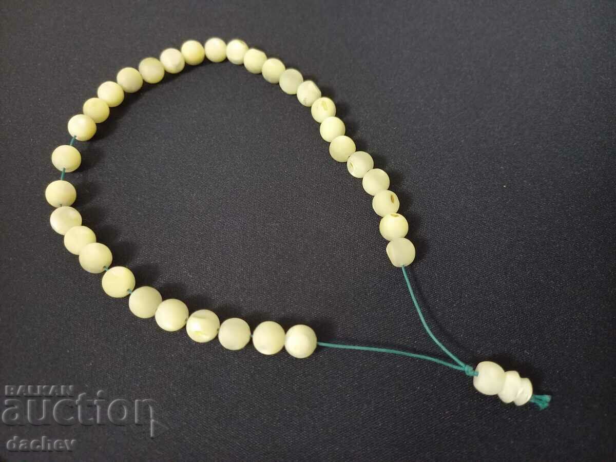 Old Authentic Rosary of Mother of Pearl Beads 33 + POP!