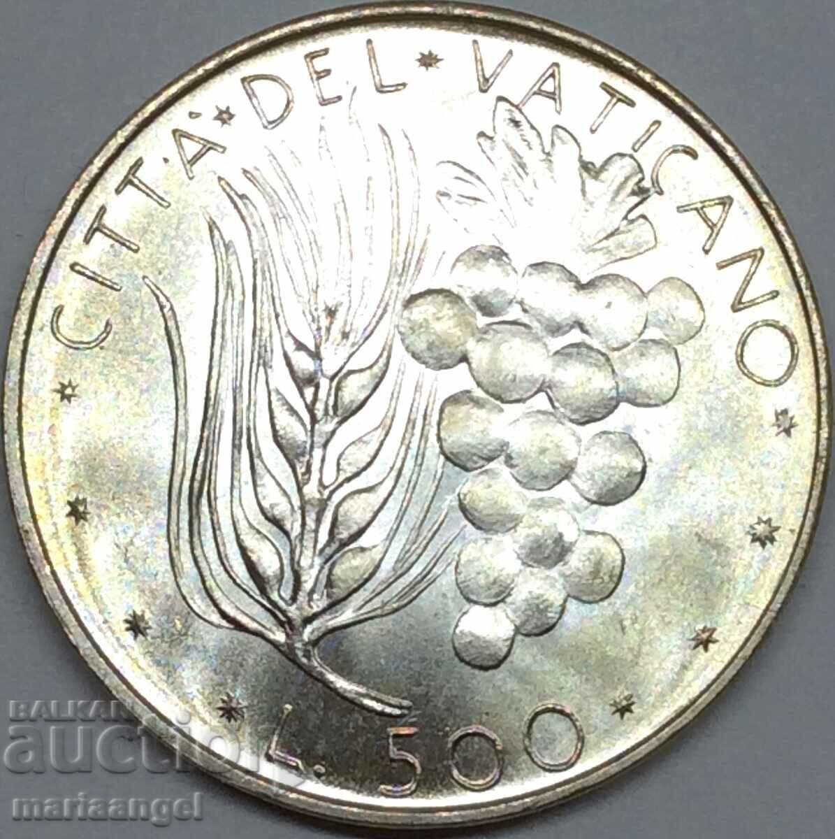 500 Lire 1976 Vatican Paul al VI-lea Patină de argint
