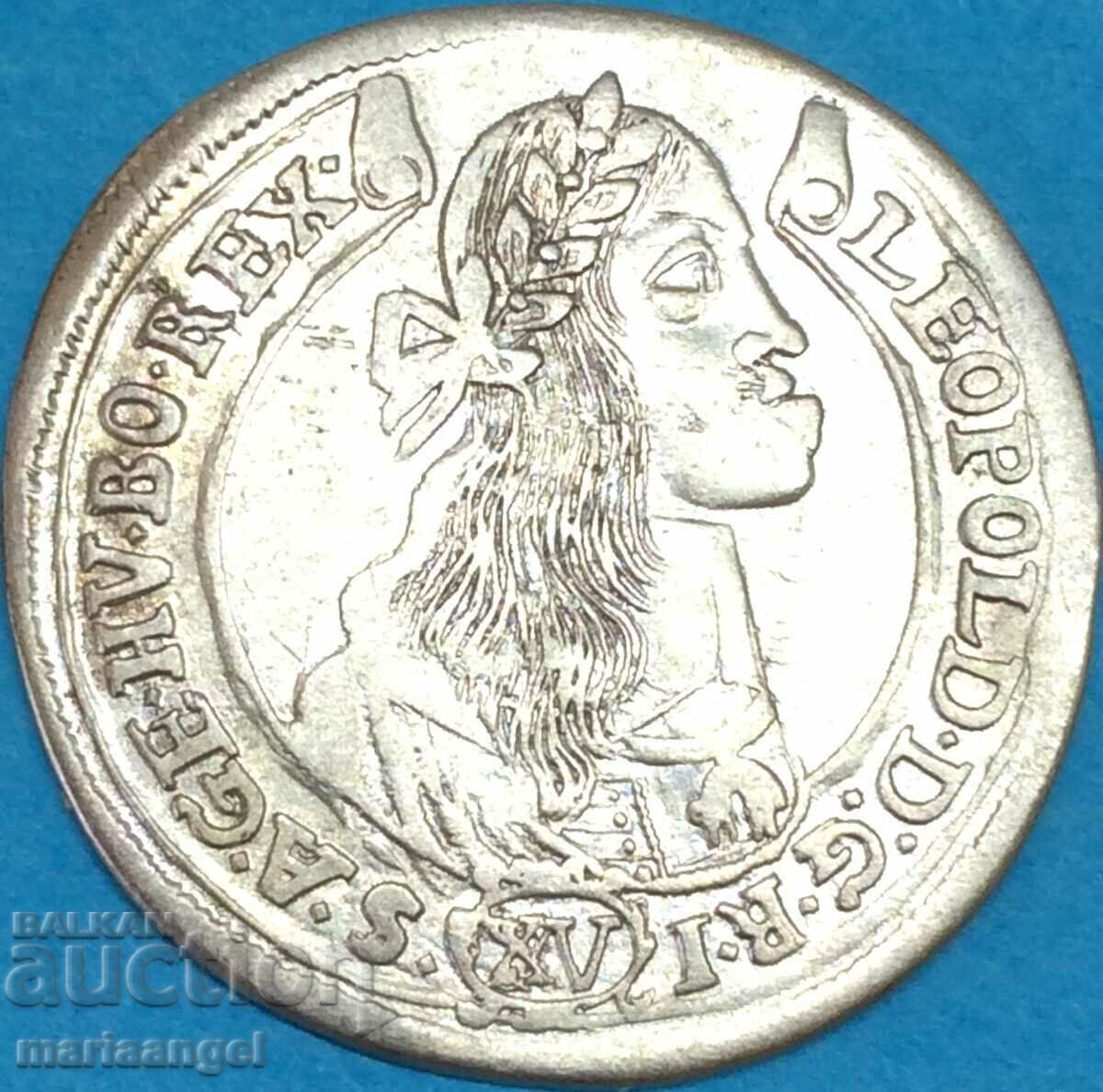 15 Kreuzer 1674 Ungaria Leopold Patron de argint ungur