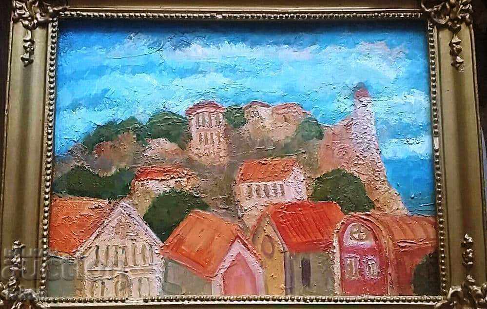 YAVOR TODOROV OLD BULGARIAN OIL PAINTING-OLD PLOVDIV YAVOR TODOROV OLD BULGARIAN OIL PAINTING-OLD PLOVDIV