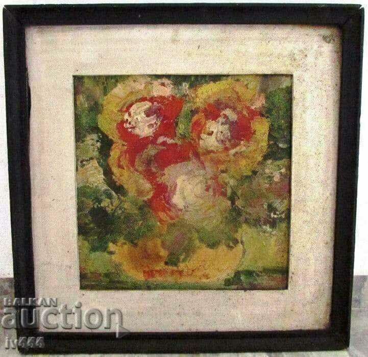 ДИМИТЪР ПАЧОВ СТАРА БЪЛГАРСКА МАСЛЕНА КАРТИНА - ВАЗА С ЦВЕТЯ