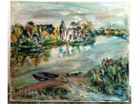 OLD OIL PAINTING FROM WESTERN EUROPE - AUTUMN LANDSCAPE