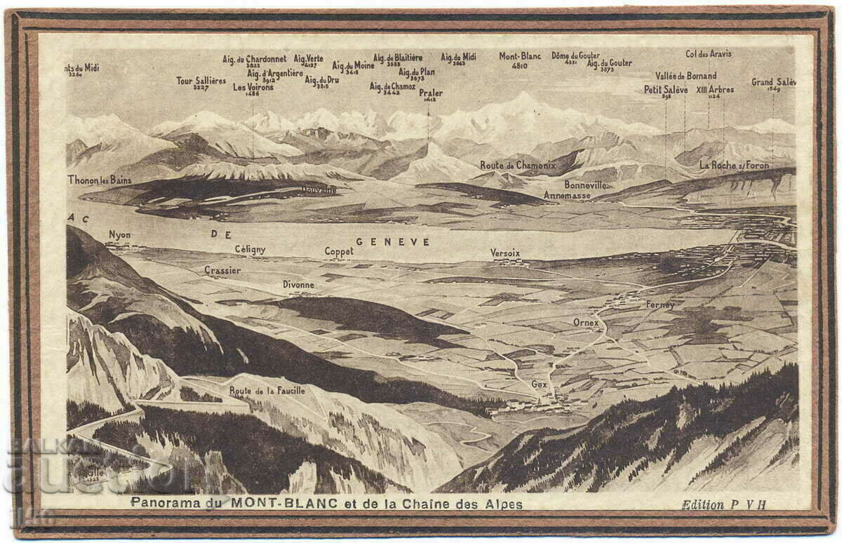 Франция - Алпи - Мон-Блан - панорама - 1930