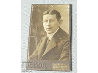 Стара Снимка фотография твърд картон мъж с костюм и очила