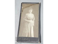 Old photo photograph hard cardboard woman with dress