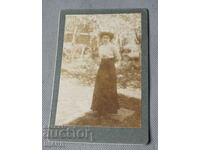 Стара Снимка фотография твърд картон жена с рокля