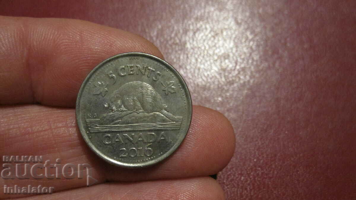 5 cents 2016 Canada Beaver