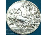 2 lire argint Italia 1908 - rar