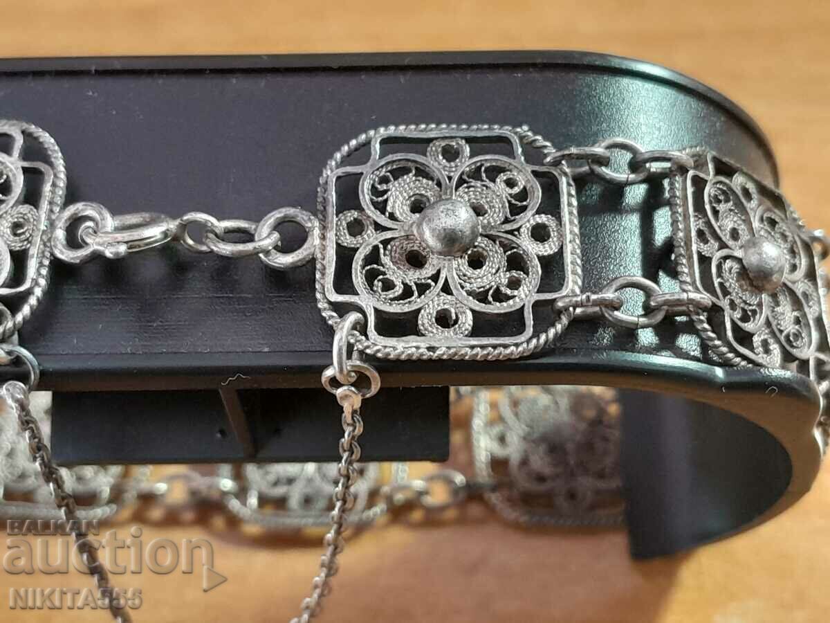 Δημοπρασία Παλιό ασημί φιλιγκράν χειροποίητο βραχιόλι 19c.