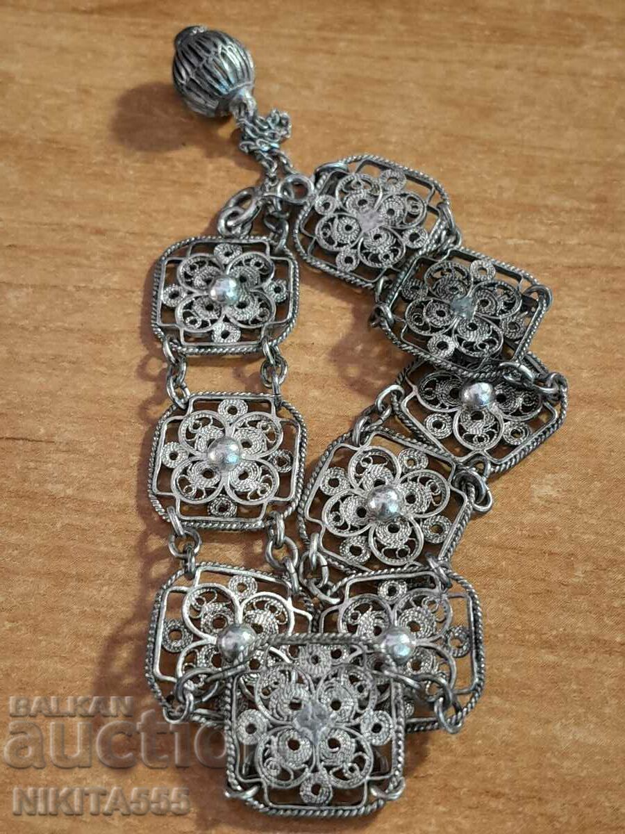 Παλιό ασημί φιλιγκράν χειροποίητο βραχιόλι 19c. - 7