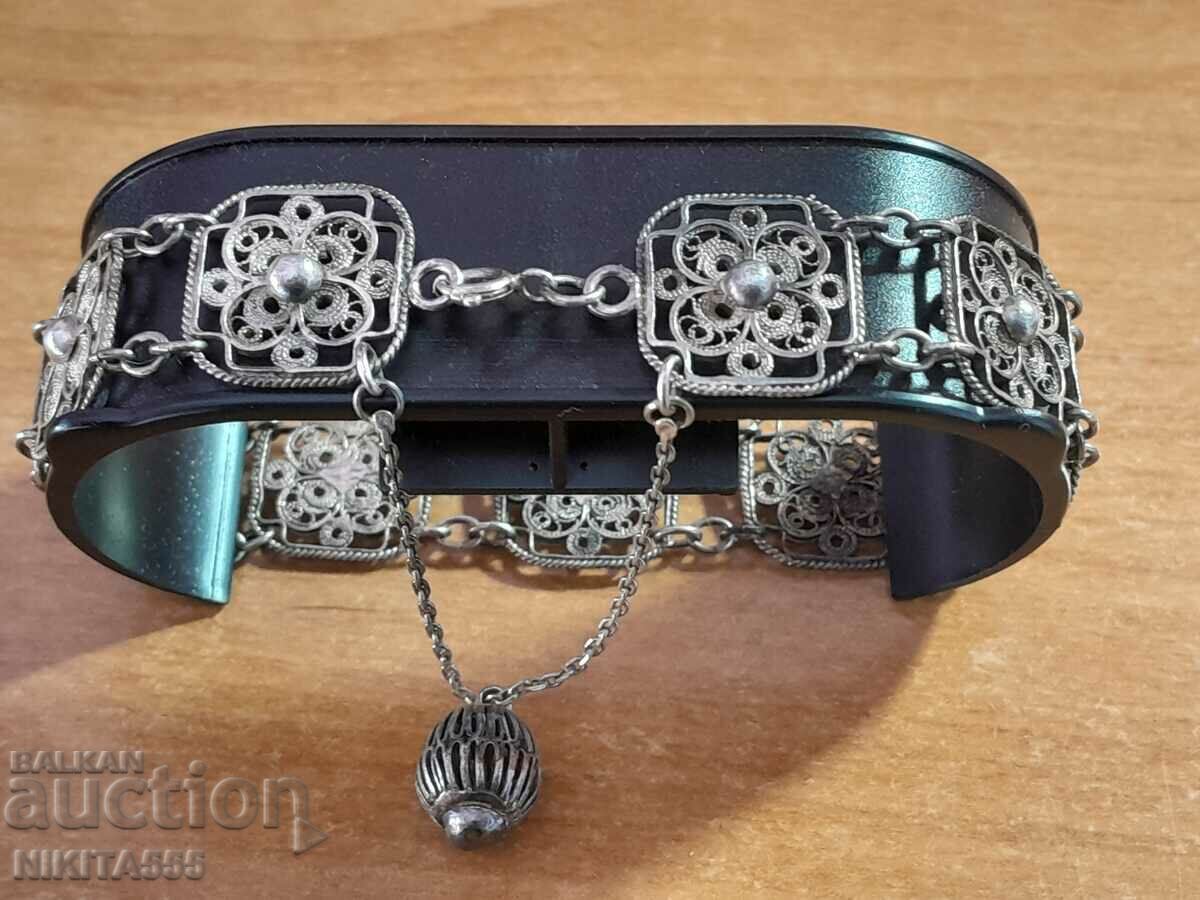 Old silver filigree bracelet handmade 19c.