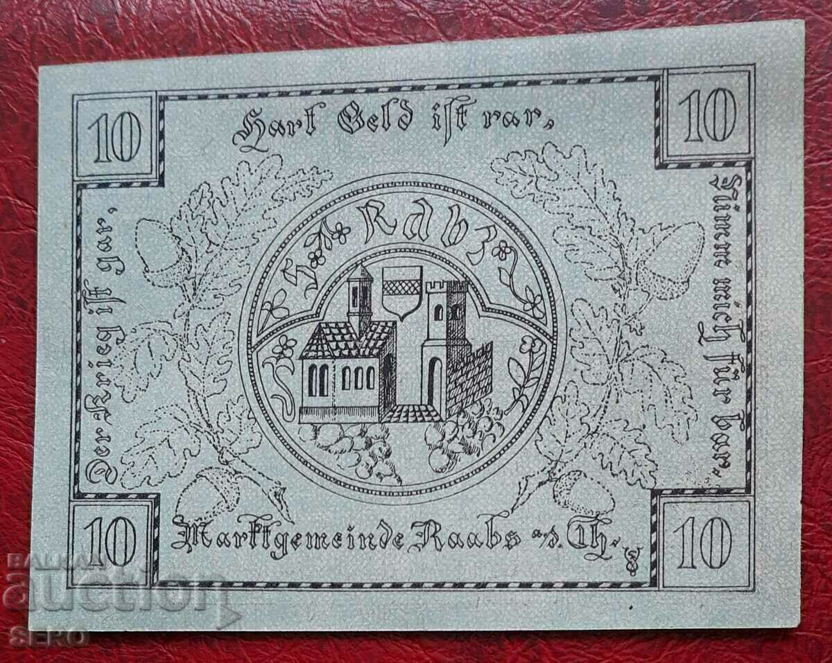 Банкнота-Австрия-Д.Австрия-Раабс ан дер Тая-10 хелера 1920