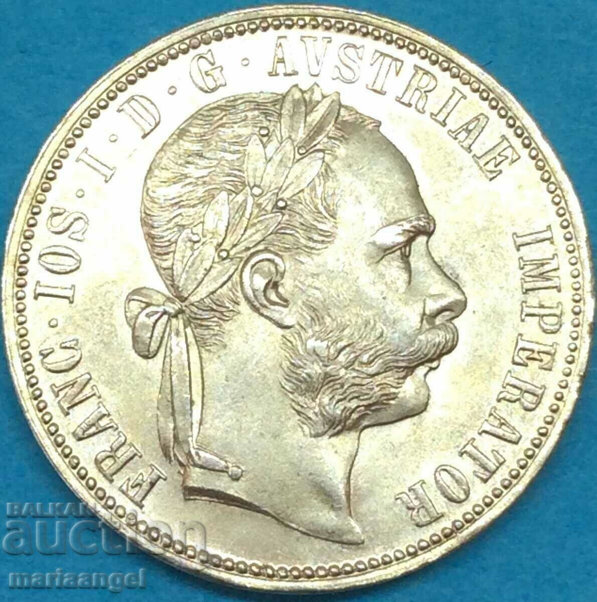 1 florin 1886 Austria Franz Joseph I silver Gold patina