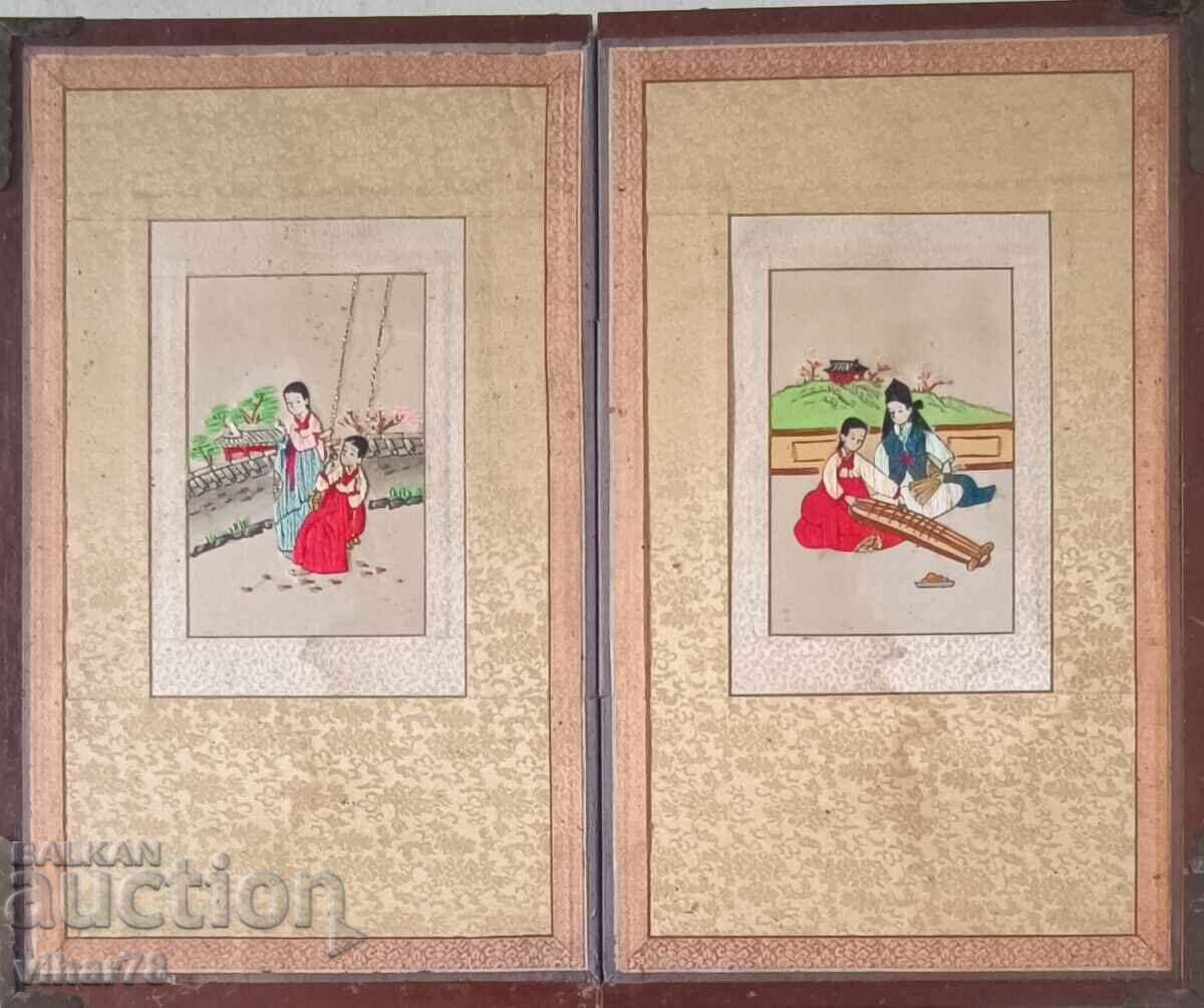 Vintage κινέζικες κεντημένες στο χέρι πίνακες