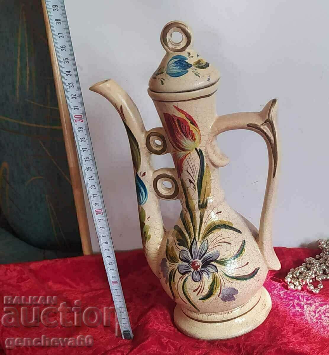 Licitație Ceramică veche - carafă ulcior 30 cm, vază pentru decor