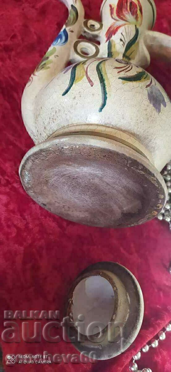 Ceramică veche - carafă ulcior 30 cm, vază pentru decor - 7