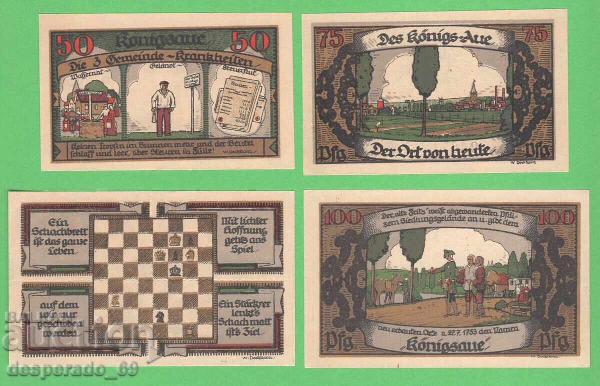 (¯`'•.¸NOTGELD (or. Konigsaue) 1921 UNC - 4 bancnote •'´¯)