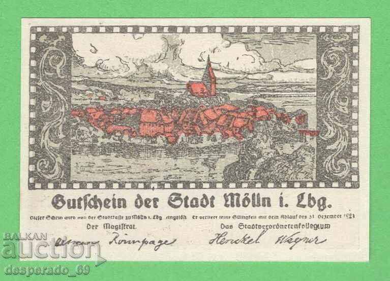 (¯`'•.¸NOTGELD (city Mölln) 1921 UNC -50 pfennig¸.•'´¯) with price 2.70 BGN | € 1.38 (¯`'•.¸NOTGELD (city Mölln) 1921 UNC -50 pfennig¸.•'´¯) with price 2.70 BGN | € 1.38