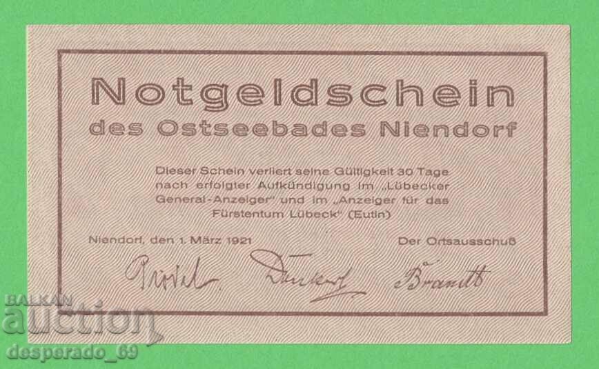 (¯`'•.¸NOTGELD (city Niendorf) 1921 UNC -50 pfennig¸.•'´¯) with price 2.50 BGN | € 1.28