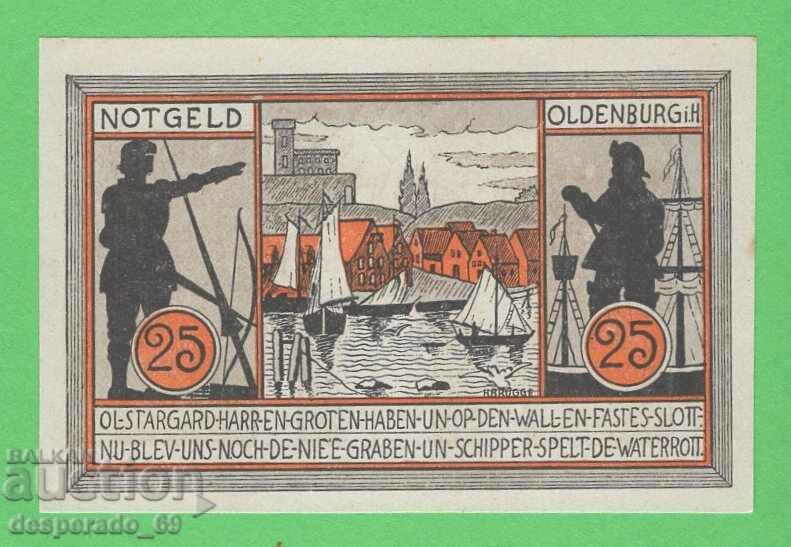 (¯`'•.¸NOTGELD (Πόλη του Όλντενμπουργκ) 1921 UNC -25 pfennig¸.•'´¯)
