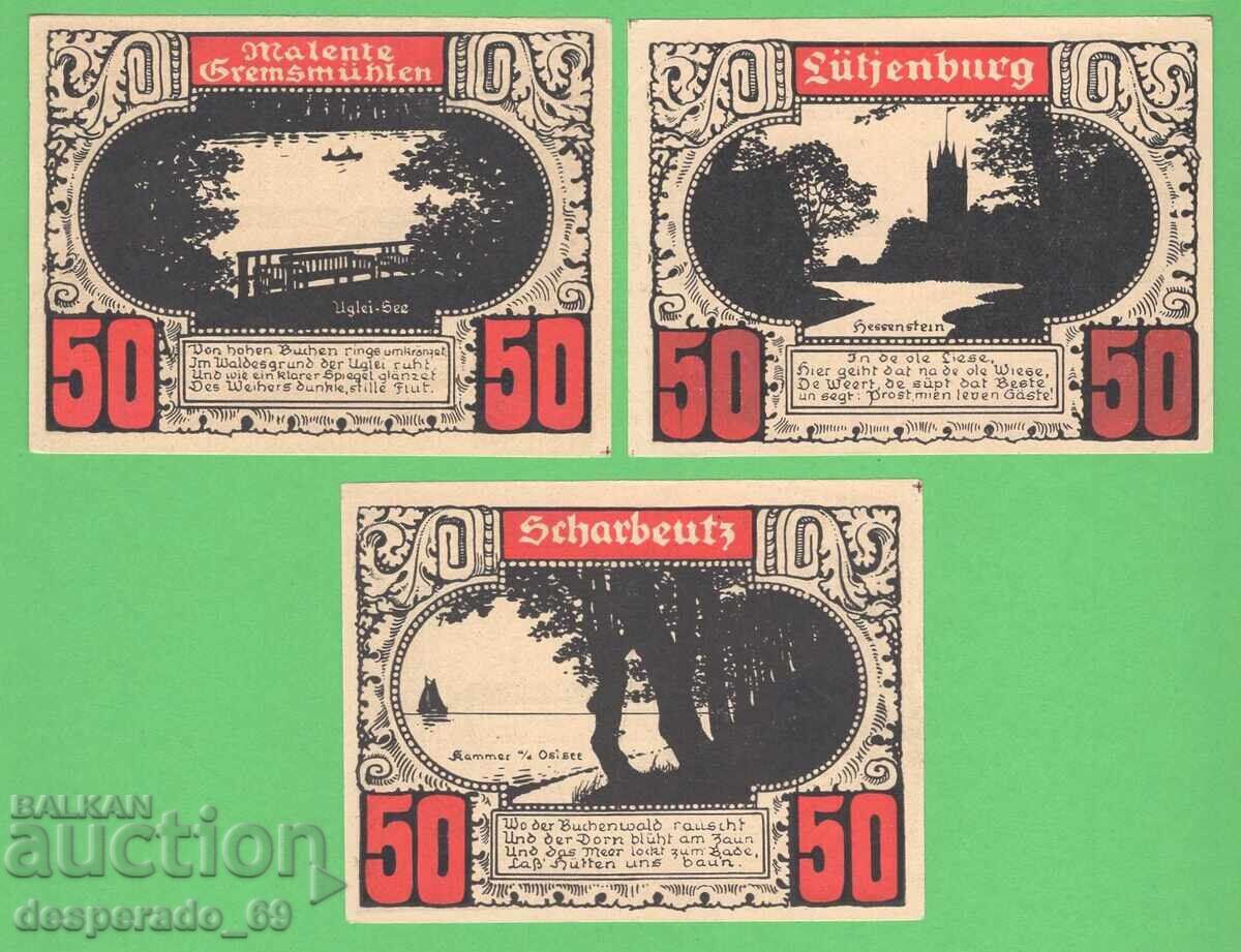 (¯`'•.¸NOTGELD (orașul Plön) UNC -3 buc. bancnote¸.•'´¯) (¯`'•.¸NOTGELD (orașul Plön) UNC -3 buc. bancnote¸.•'´¯)