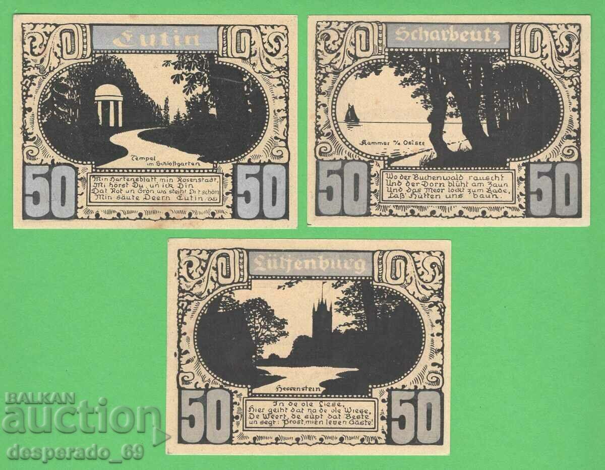 (¯`'•.¸NOTGELD (orașul Plön) UNC -3 buc. bancnote¸.•'´¯)