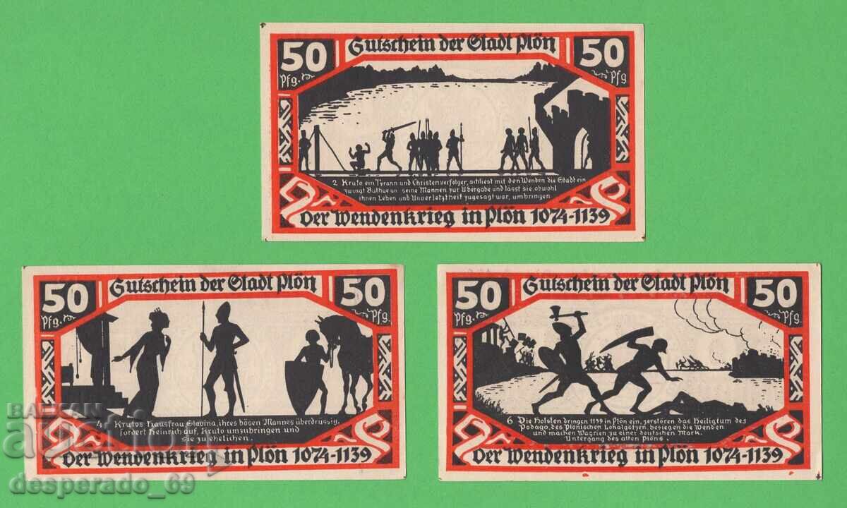 (¯`'•.¸NOTGELD (πόλη Plön) 1921 UNC - 3 τραπεζογραμμάτια¸.•'´¯) (¯`'•.¸NOTGELD (πόλη Plön) 1921 UNC - 3 τραπεζογραμμάτια¸.•'´¯)